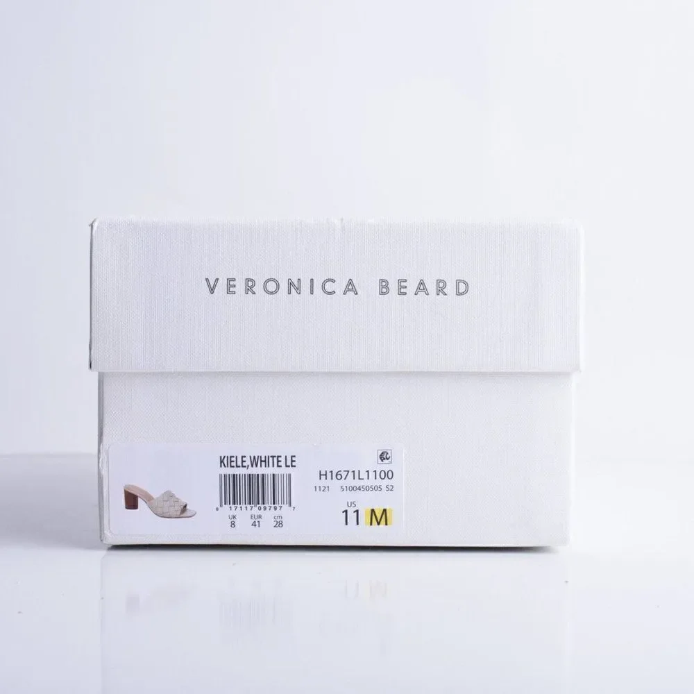 Veronica Beard Womens Kiele White Leather Woven Slip On Heels Shoes Mules Sz 11_9